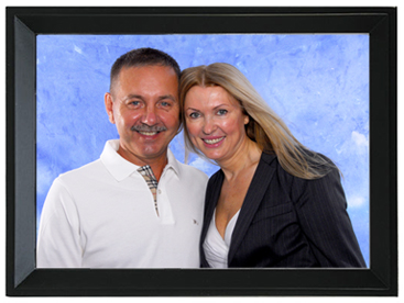 portrait package with black frame